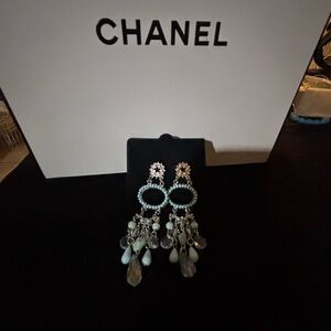 Blue and Silver Chandelier Earrings